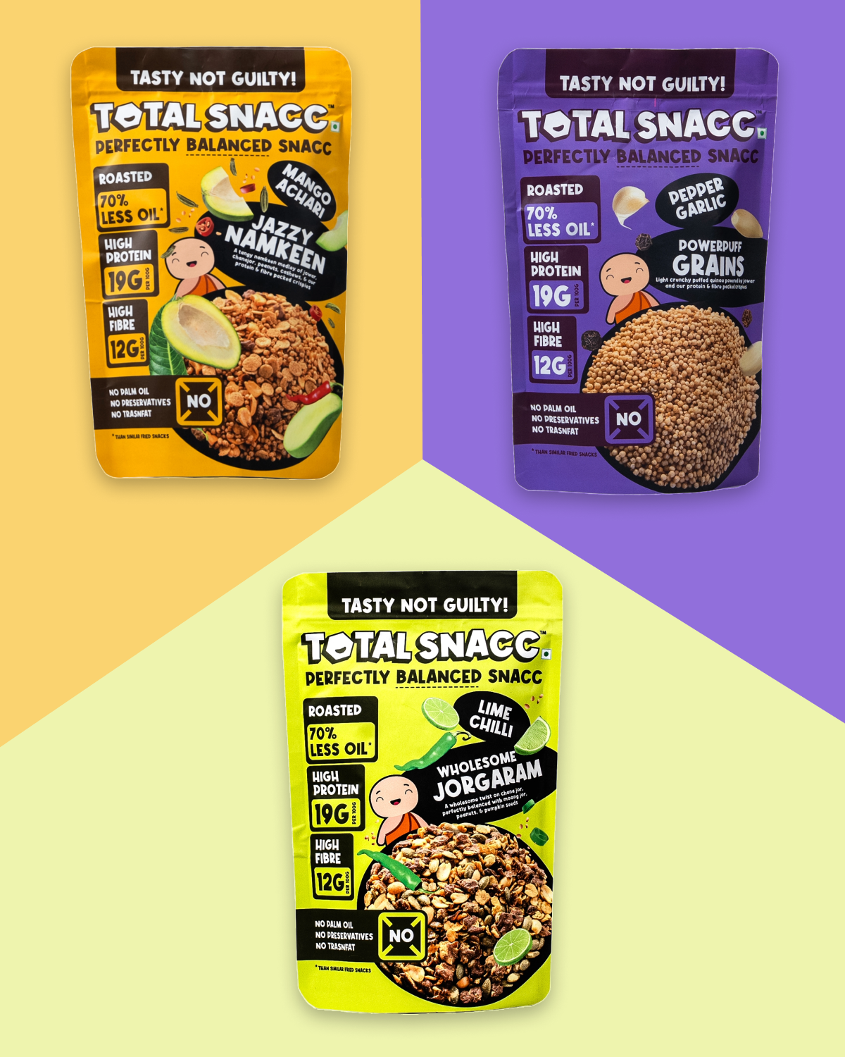 Namkeen Combo (Jazzy Namkeen, Powerpuff Grains, Wholesome Jorgaram)